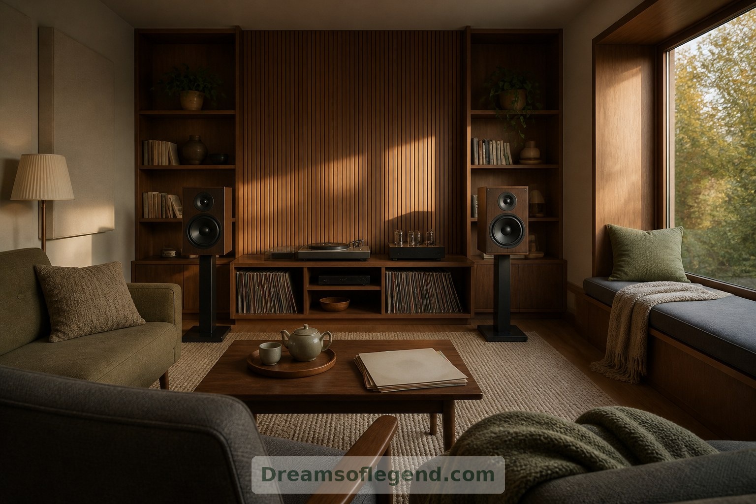 Secondary seating makes room for shared albums, even though the listening balance varies between seats.