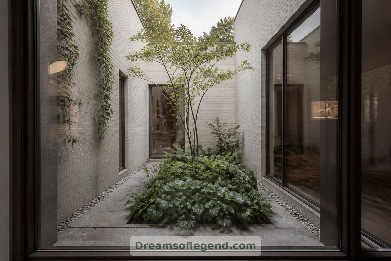 The proposed courtyard offers a pocket of greenery and a potential source of light for central rooms.