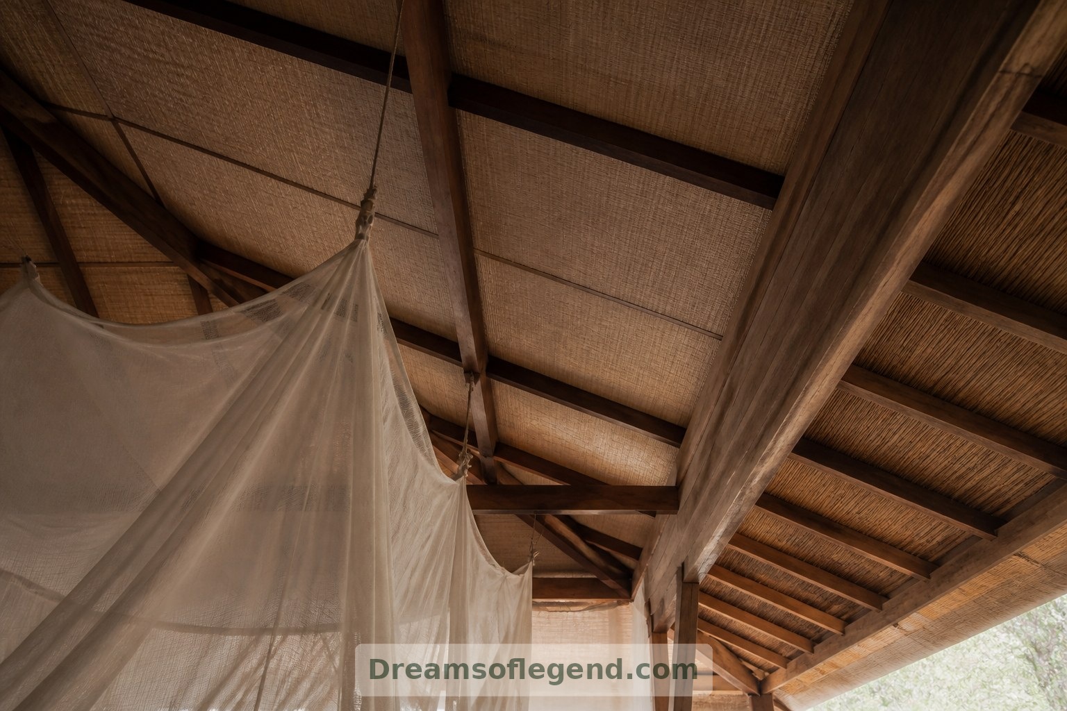 Canvas, timber rafters and fine netting bring contrasting textures to the conceptual bedroom ceiling.