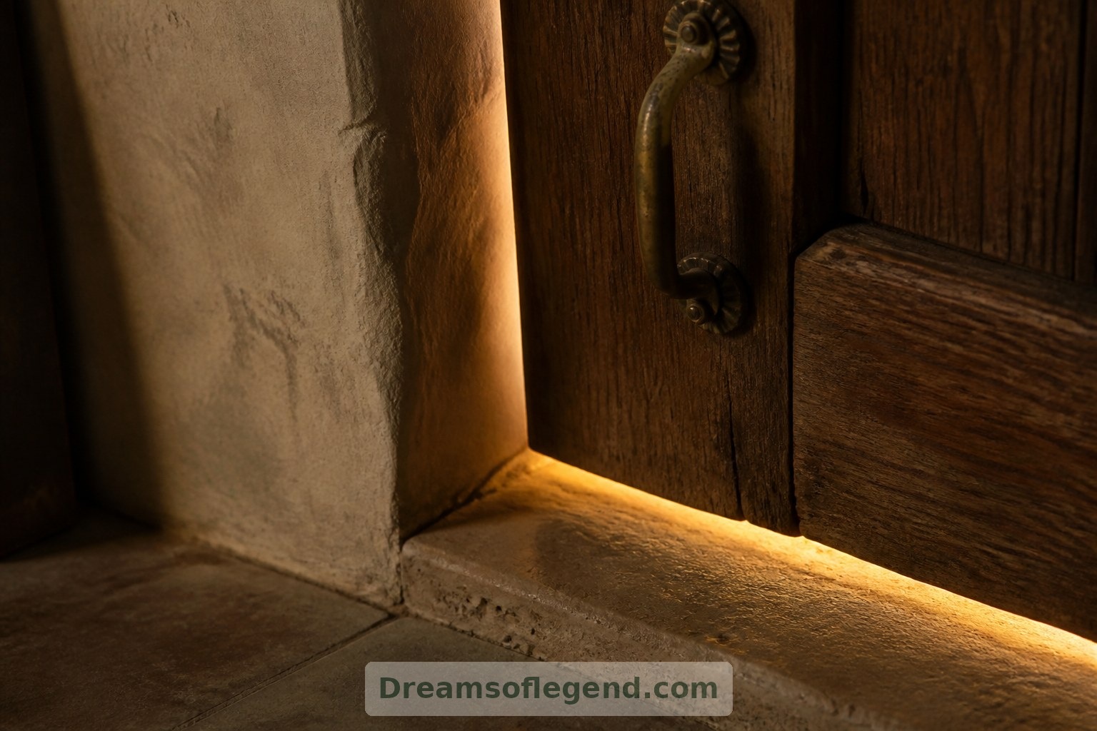 A thin line of golden light makes a simple threshold feel full of possibility.