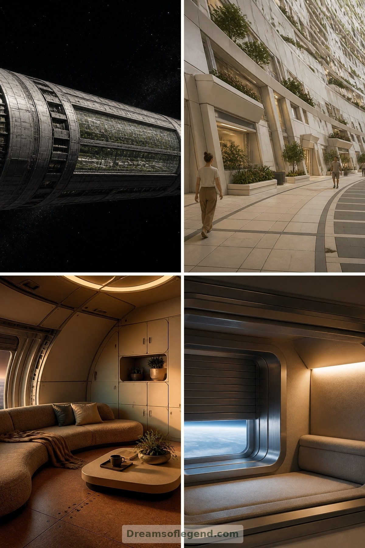 Inside a Rotating Space Habitat: Speculative Homes with Artificial Gravity — four-image collage cover