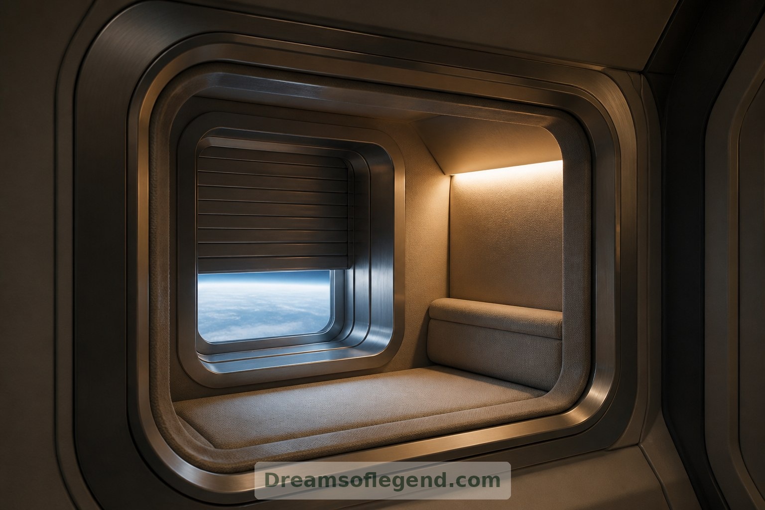 A recessed viewing alcove explores a smaller opening without assuming that large expanses of glazing would be practical.