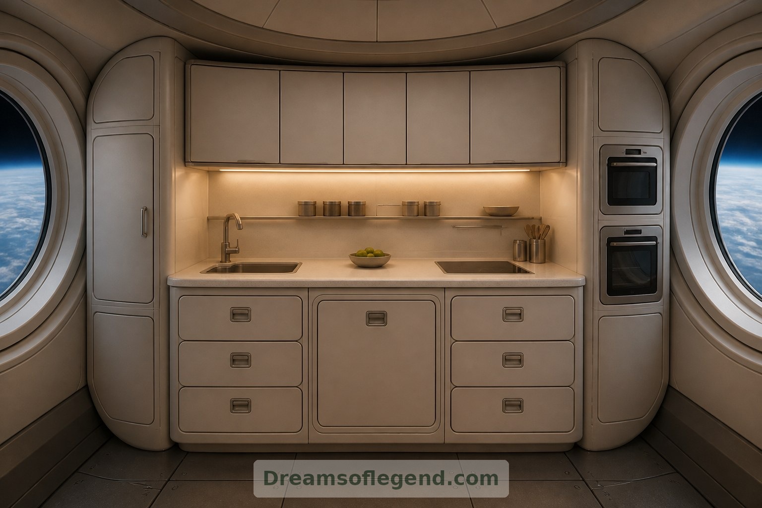 Rounded edges and latching drawers shape a kitchen designed around everyday routines.