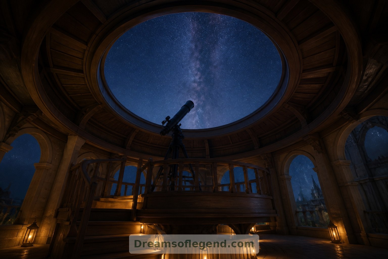 El observatorio imaginario convierte una pequeña plataforma de madera en un lugar para la contemplación tranquila durante la noche.