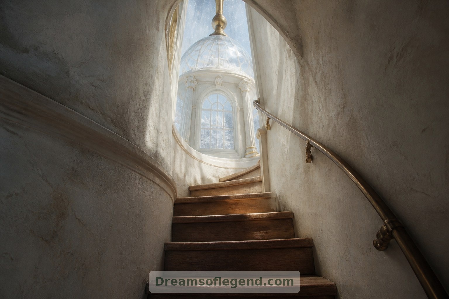 Una estrecha escalera de madera conecta el interior cerrado del palacio con la luminosa sala de la linterna situada sobre el tejado.