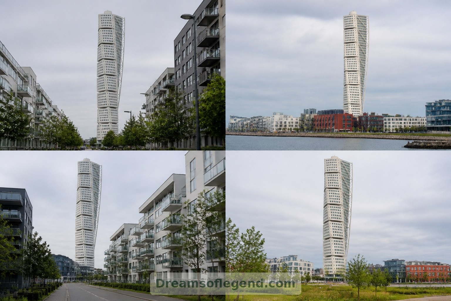 Edificio reale: il Turning Torso si innalza sul quartiere Western Harbour di Malmö con volumi sovrapposti e ruotati.